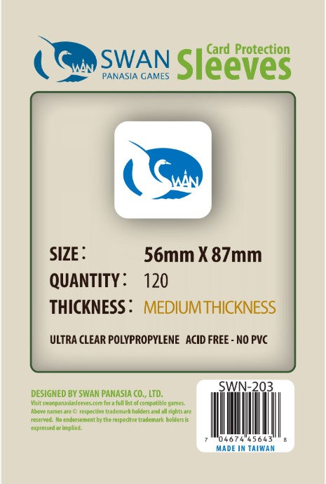 56x87mm -Standard American 120 pack, Medium Thickness Sleeves (SWN-203)