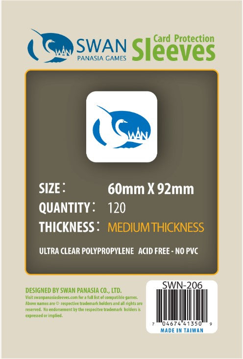 60x92mm Standard Euro -120 pack, Medium Thickness Sleeves (SWN-206)
