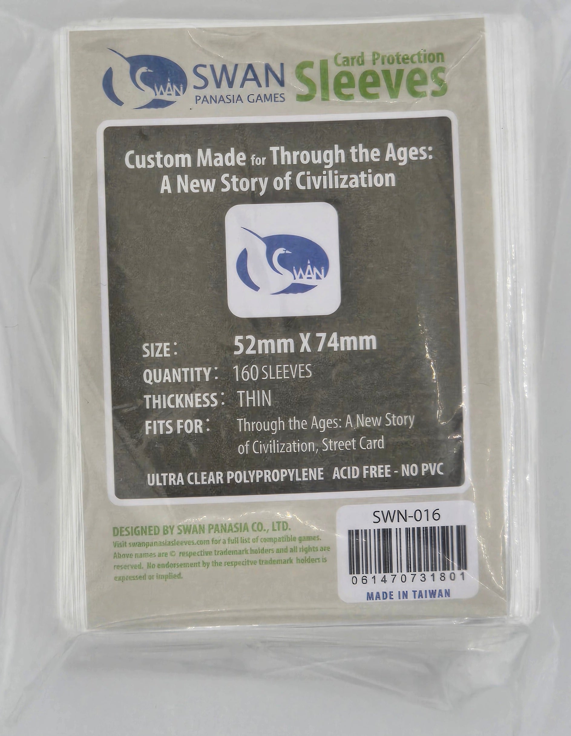52x74mm -160 pack, Thin Sleeves (SWN-016) SwanPanasia Sleeves 52x74mm -160 pack, Thin Sleeves (SWN-016) SwanPanasia Sleeves