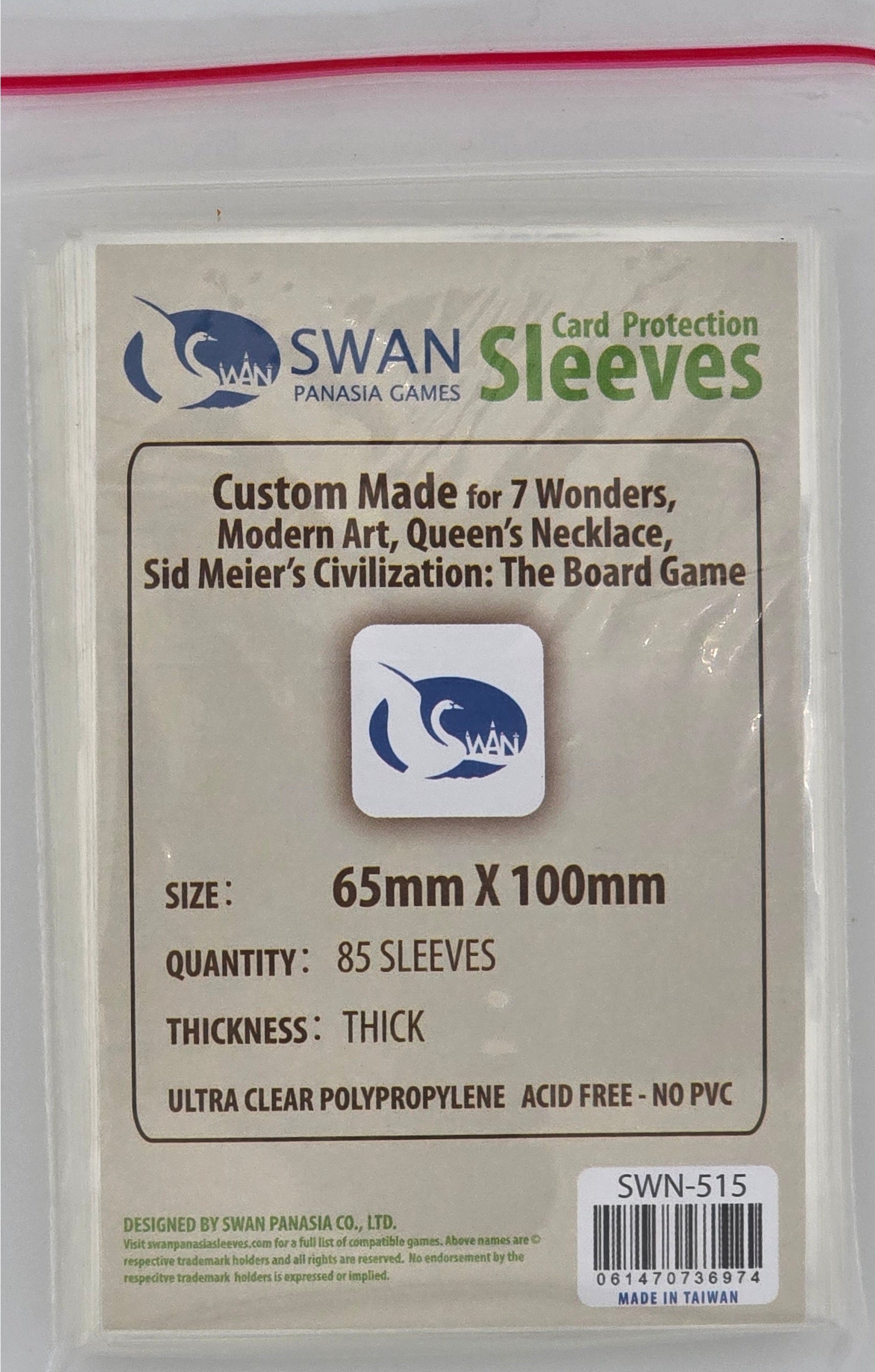 65x100mm card sleeves 65x100mm -85 pack, Thick Sleeves (SWN-515) – SwanPanasia Sleeves