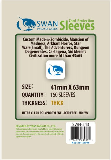 41x63mm -100 Pack, Thick Sleeves (SWN-543) SwanPanasia Sleeves 41x63mm -100 Pack, Thick Sleeves (SWN-543) SwanPanasia Sleeves