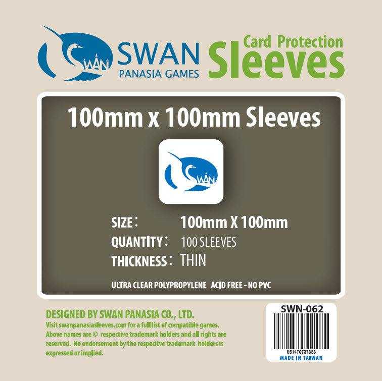 100mm x 100mm card sleeves 100x100mm -100 Pack, Thin Sleeves (SWN-062) – SwanPanasia Sleeves