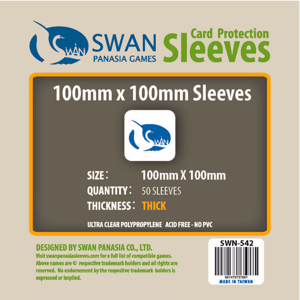 Swan Card Sleeves 100x100mm (Etherfields Compatible) 50 Pack, Thick sleeves, SWN-542