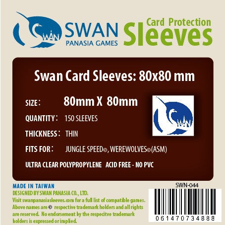 80x80mm -150 pack, Thin Sleeves (SWN-044) SwanPanasia Sleeves 80x80mm -150 pack, Thin Sleeves (SWN-044) SwanPanasia Sleeves